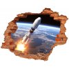 Nálepka 3D diera na stenu Kozmická raketa 90x70 cm Nálepka 3D diera na stenu Kozmická raketa 90x70 cm