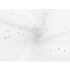Odevný/dekoračný tyl s hviezdičkami s hologramom Farba: 1 biela - strieborná Odevný/dekoračný tyl s hviezdičkami s hologramom Farba: 1 biela - strieborná