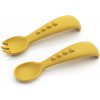 Malý Ježko Detský silikónový príbor DINO Mustard Yellow 2 ks