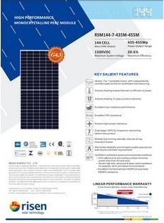 Risen panel FV 450Wp Monocrystalline 49.80V 11.60A