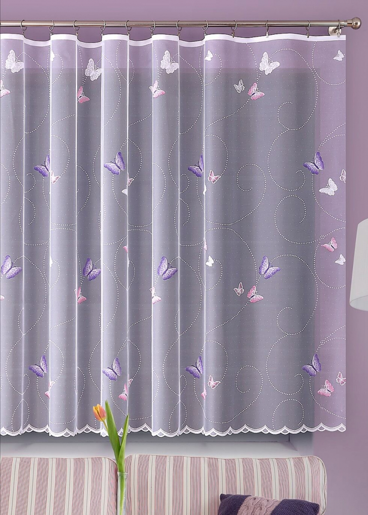 Záclona s motýly M61 - výška 120 cm - metrážová žakárová
