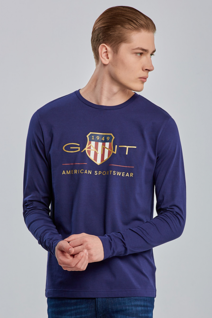 Gant tričko Archive Shield LS T-Shirt modré