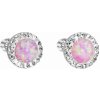 Strieborné náušnice kôstky so syntetickým opálom a Preciosa kryštálmi ružové okrúhle 31317.1 Strieborné náušnice kôstky so syntetickým opálom a Preciosa kryštálmi ružové okrúhle 31317.1