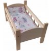 Drevená postieľka pre bábiku PRÍRODNÁ s posteľnou bielizňou Drevená postieľka pre bábiku PRÍRODNÁ s posteľnou bielizňou