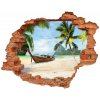 Diera 3D foto tapeta nálepka Palmy na pláži 90x70 cm Diera 3D foto tapeta nálepka Palmy na pláži 90x70 cm