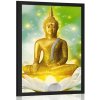 Plagát zlatý Budha na lotosovom kvete Plagát zlatý Budha na lotosovom kvete