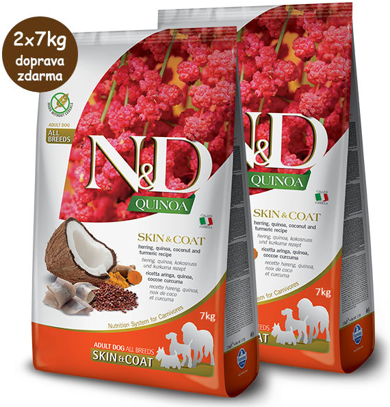 N&D GF Quinoa DOG Skin & Coat Herring & Coconut 14 kg