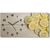 Vodorovné Sklenené hodiny na stenu tiché Citróny drevo 60x30 cm Vodorovné Sklenené hodiny na stenu tiché Citróny drevo 60x30 cm