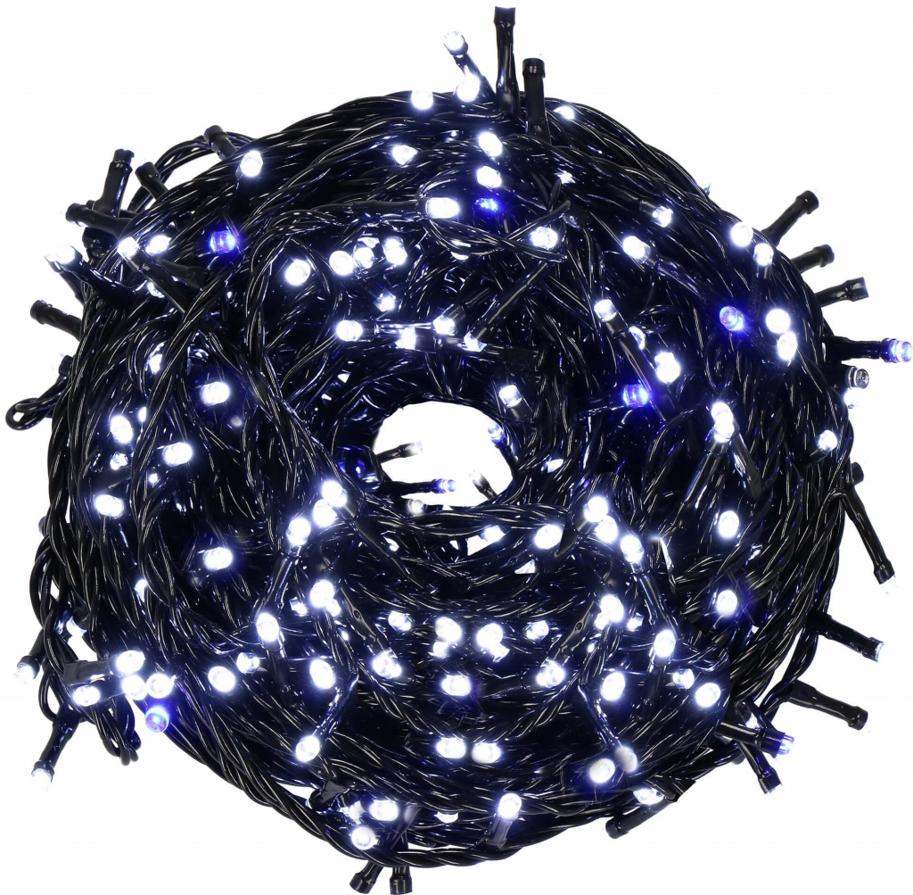 SPRINGOS LED svetelná reťaz - 41,5m, 500LED, IP44, studená biela + záblesky