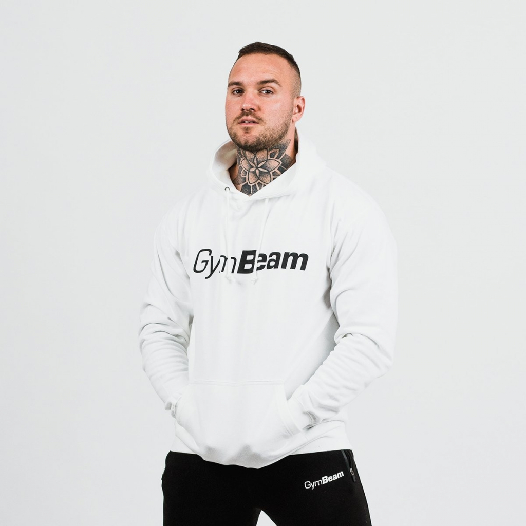 GymBeam mikina PRO hoodie white