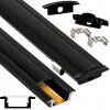 BERGE Hliníkový profil pre LED pásik čierny, zapustený, čierny kryt, sada 2m BERGE Hliníkový profil pre LED pásik čierny, zapustený, čierny kryt, sada 2m