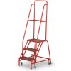 Pojazdný oceľový rebrík s plošinou, 3 priečky, výška plošiny 67 cm Pojazdný oceľový rebrík s plošinou, 3 priečky, výška plošiny 67 cm