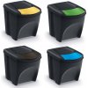 Sortibox Sada 4 odpadkových košov - 4 x 25 l, recyklovaná čierna