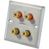 Dynavox Wall Terminal Stereo - Panel z broušené nerezové oceli pro připojení reproduktorů - 4 banánové zásuvky Dynavox Wall Terminal Stereo - Panel z broušené nerezové oceli pro připojení reproduktorů - 4 banánové zásuvky
