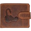 WILD pánska peňaženka s prackou škorpión hnedá