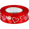 Stuha saténová so srdiečkami - 23 m x 2,5 cm : červená Stuha saténová so srdiečkami - 23 m x 2,5 cm : červená