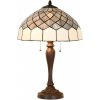 Clayre & Eef Bielo-šedá stolná lampa Tiffany Paulette - Ø 40*58 cm E27/ 2*60W - Clayre & Eef Clayre & Eef Bielo-šedá stolná lampa Tiffany Paulette - Ø 40*58 cm E27/ 2*60W - Clayre & Eef