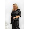 E-MOON Elegantný dámsky plus size komplet s opaskom – blúzka a nohavice Farba: Čierna, Veľkosť molet: 44 E-MOON Elegantný dámsky plus size komplet s opaskom – blúzka a nohavice Farba: Čierna, Veľkosť molet: 44