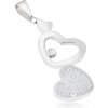 Šperky eshop - Oceľový prívesok - hladké a zirkónové srdce, kontúra srdca S53.14 Šperky eshop - Oceľový prívesok - hladké a zirkónové srdce, kontúra srdca S53.14