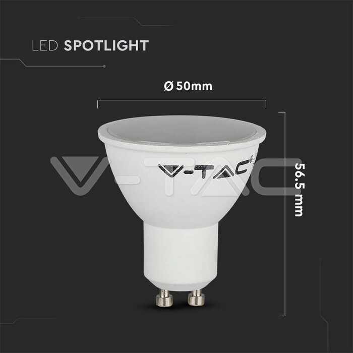 V-TAC žiarovka LED GU10 4,5W, 6000K, 400lm, 100°, VT-1975