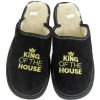 Luxusné pánske čierne zateplené papuče KING of the HOUSE Luxusné pánske čierne zateplené papuče KING of the HOUSE