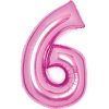 Amscan Fóliový balón číslo 6 svetlo ružový 66cm Amscan Fóliový balón číslo 6 svetlo ružový 66cm