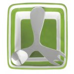 Sagaform Mingle Snack bowl with combo utensil, green
