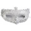 Karnevalová maska - škraboška s glitrami - 1 ks 1 strieborná Karnevalová maska - škraboška s glitrami - 1 ks 1 strieborná