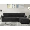 Strečový elastický plyšový poťah na trojmiestnu rohovú pohovku BestBerg / pravá / čierna Strečový elastický plyšový poťah na trojmiestnu rohovú pohovku BestBerg / pravá / čierna