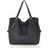 MARCO MAZZINI Veľká pletená kožená shopper taška | čierna v244a MARCO MAZZINI Veľká pletená kožená shopper taška | čierna v244a