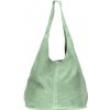 Mondo Italia Kožená kabelka v úprave semiš 804A mentolovo zelená Zelená Mondo Italia Kožená kabelka v úprave semiš 804A mentolovo zelená Zelená