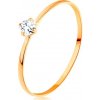 Šperky eshop - Prsteň zo žltého 14K zlata - tenké ramená, okrúhly diamant čírej farby S3BT500.54 - Veľkosť: 52 mm Šperky eshop - Prsteň zo žltého 14K zlata - tenké ramená, okrúhly diamant čírej farby S3BT500.54 - Veľkosť: 52 mm