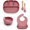 Malý Ježko Silikónový jedálenský set pre deti 5-dielny KLASIKA - Old Rose Vyberte si príbor: Drevený príbor Klasický, Vyberte si misku: MODERN Malý Ježko Silikónový jedálenský set pre deti 5-dielny KLASIKA - Old Rose Vyberte si príbor: Drevený príbor Klasický, Vyberte si misku: MODERN