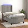 Box spring postel s matrací a LED světle šedá 100x200 cm samet Šedá 3139547 Box spring postel s matrací a LED světle šedá 100x200 cm samet Šedá 3139547