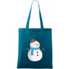 Snehuliak so šálom - Taška bavlnená - 42 x 38 cm ( Petrolejová ) Snehuliak so šálom - Taška bavlnená - 42 x 38 cm ( Petrolejová )