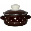 Kastrol Metalac hnědý puntík, mělký kastrol Elegant s poklicí 12 cm, 0,8 l Kastrol Metalac hnědý puntík, mělký kastrol Elegant s poklicí 12 cm, 0,8 l