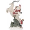 Clayre & Eef Vianočná dekorácia socha Santa na jelinku 19*10*33 cm