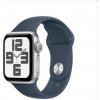 Apple Watch SE GPS 40mm strieborná , hliníkové puzdro so športovým remienkom burková modrá - M/L