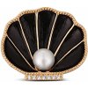 JwL Luxury Pearls pôvabná pozlátená brošňa lastúra s perlou 2v1 JL0764
