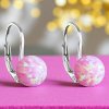 MSPERK Guľaté visiace strieborné náušnice so syntetickým opálom ružové okrúhle pre dievčatá pre ženy Ag 925/1000 MSPERK Guľaté visiace strieborné náušnice so syntetickým opálom ružové okrúhle pre dievčatá pre ženy Ag 925/1000