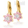 Náušnice zo žltého zlata kvetinky s ružovými zirkónmi K840zRB Náušnice zo žltého zlata kvetinky s ružovými zirkónmi K840zRB