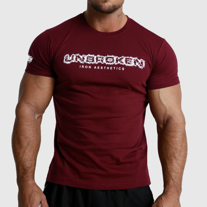 Iron Aesthetics pánske fitness tričko Unbroken bordové červené