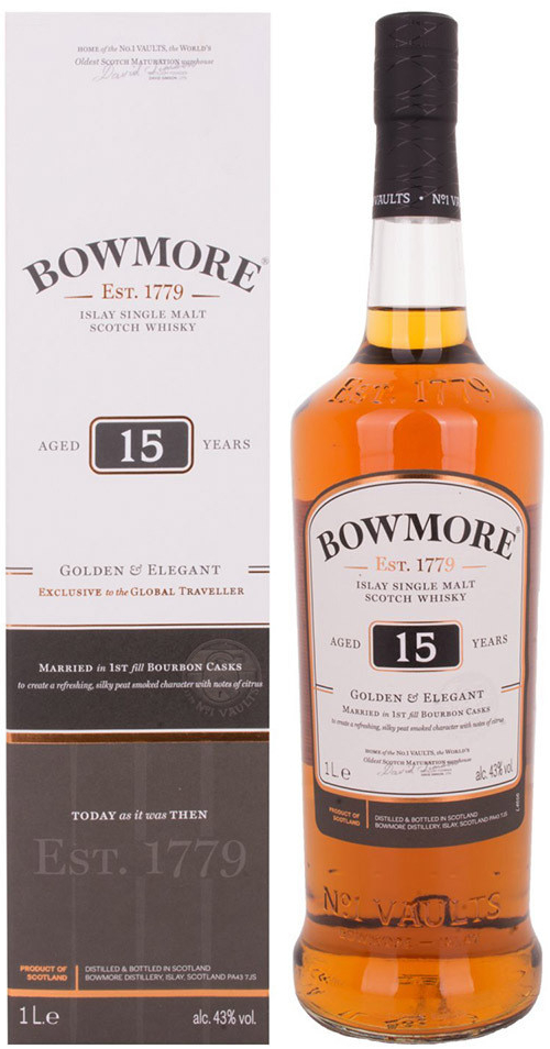 Bowmore 15y Golden & Elegant 43% 1 l (kartón)