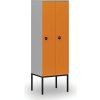 Drevená šatníková skrinka S4 s podnožou, 2 oddiely, 1871 x 600 x 500 mm, demont, RFID zámok, sivá / oranžová Drevená šatníková skrinka S4 s podnožou, 2 oddiely, 1871 x 600 x 500 mm, demont, RFID zámok, sivá / oranžová