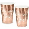 PartyDeco Tégliky papierové She said yes, rose gold 220 ml
