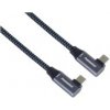PremiumCord USB-C 2x zahnutý kabel ( USB 3.2 GEN 2x2, 5A, 100W, 20Gbit/s ) bavlněný oplet, 3m PremiumCord USB-C 2x zahnutý kabel ( USB 3.2 GEN 2x2, 5A, 100W, 20Gbit/s ) bavlněný oplet, 3m