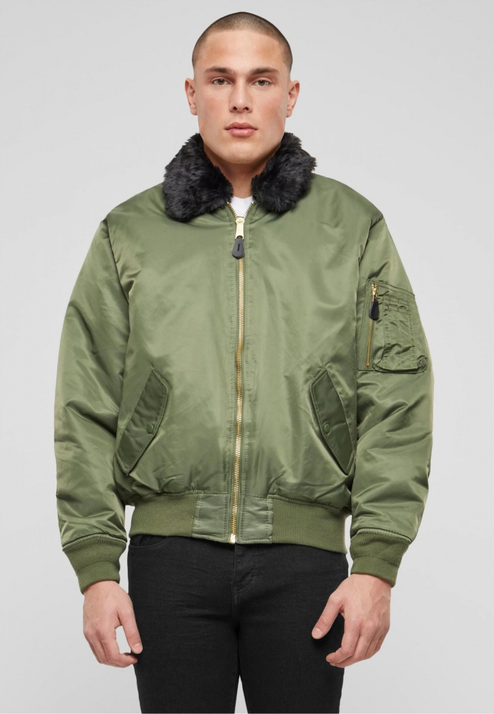 Urban Classics pánska bunda MA2 jacket Fur Collar Olive