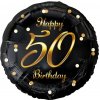 Fóliový balón Happy Birthday 50 čierno-zlatý 45cm Fóliový balón Happy Birthday 50 čierno-zlatý 45cm