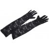 Dlhé spoločenské rukavice čipkované - 1 pár - čierna - čierna