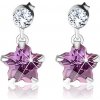 Šperky eshop - Strieborné 925 náušnice, číry krištálik a fialový zirkónový kvet I38.20 Šperky eshop - Strieborné 925 náušnice, číry krištálik a fialový zirkónový kvet I38.20
